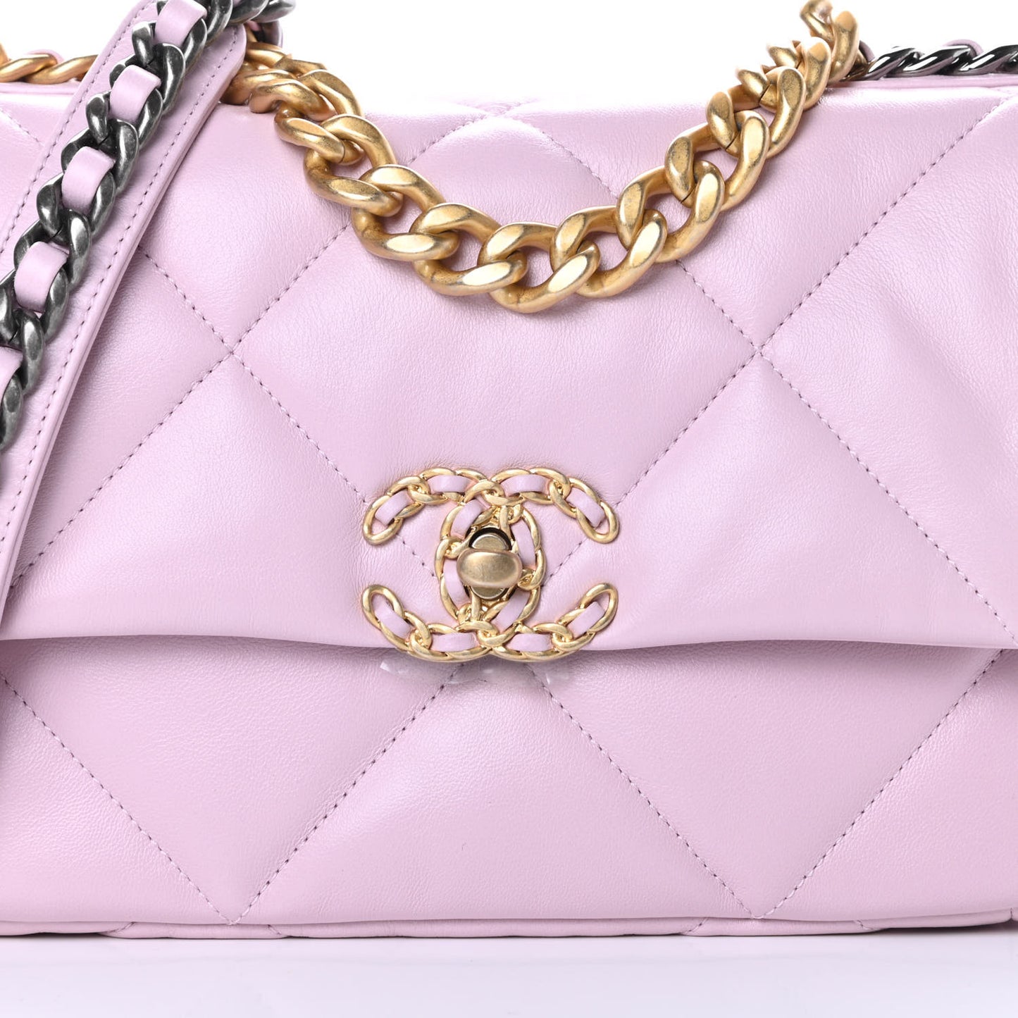 Lambskin Quilted Medium Chanel 19 Flap Light Pink