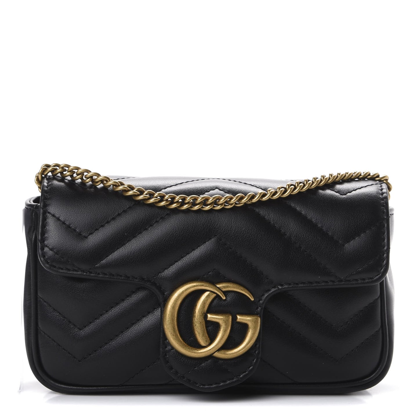 Calfskin Matelasse Super Mini GG Marmont Shoulder Bag Black