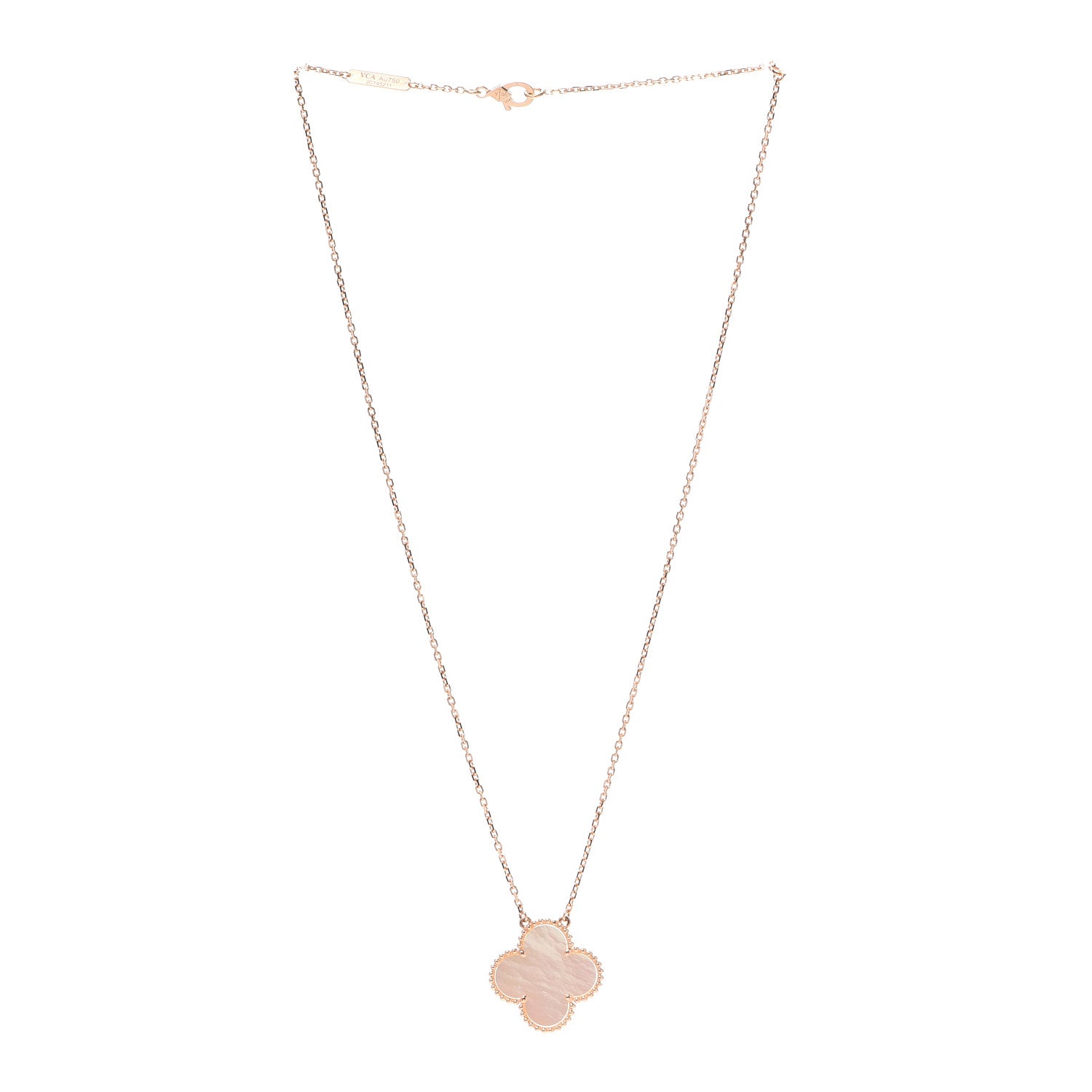 Van Cleef & Arpels 18K Rose Gold Mother of Pearl Magic Alhambra Pendant Necklace 3 of 8