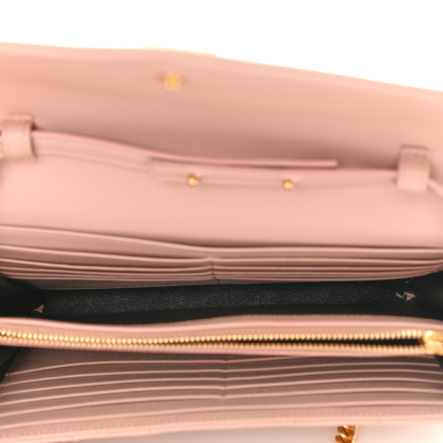 Grain De Poudre Matelasse Chevron Monogram Chain Wallet Pale Pink