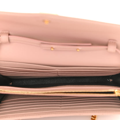 Saint Laurent Grain De Poudre Matelasse Chevron Monogram Chain Wallet Pale Pink 5 of 13