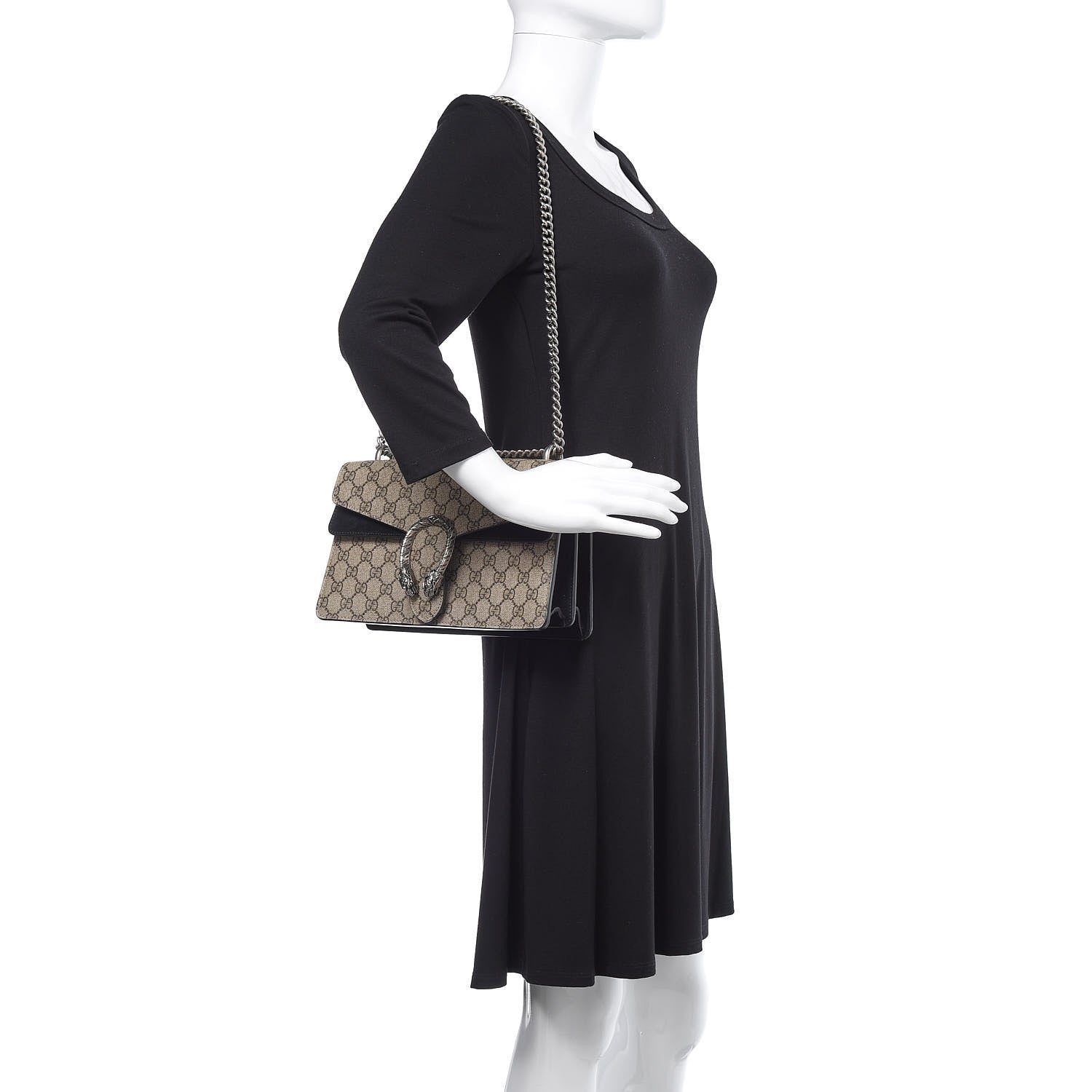 Gucci GG Supreme Monogram Small Dionysus Shoulder Bag Black 2 of 8