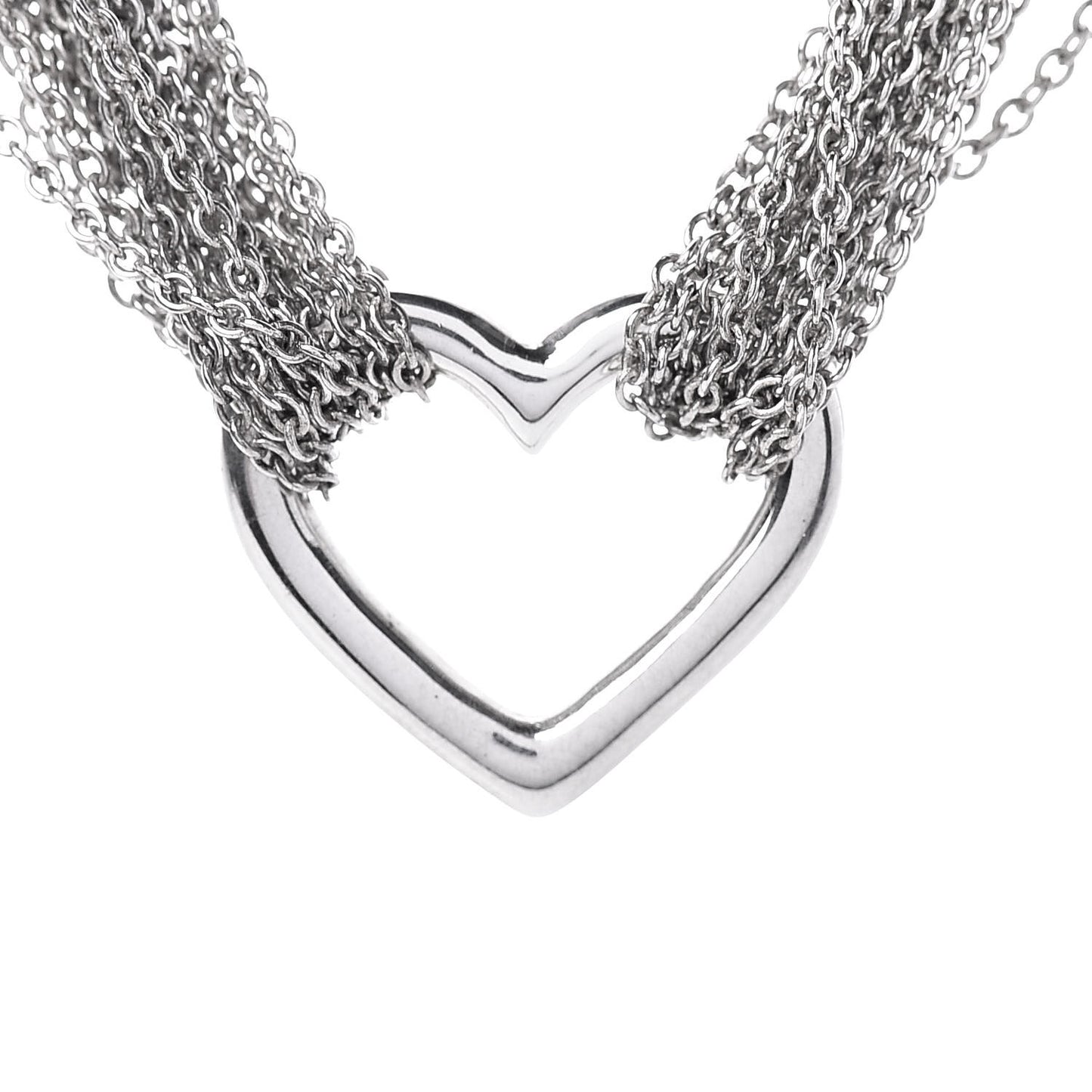 Sterling Silver Heart Multi Chain Toggle Necklace