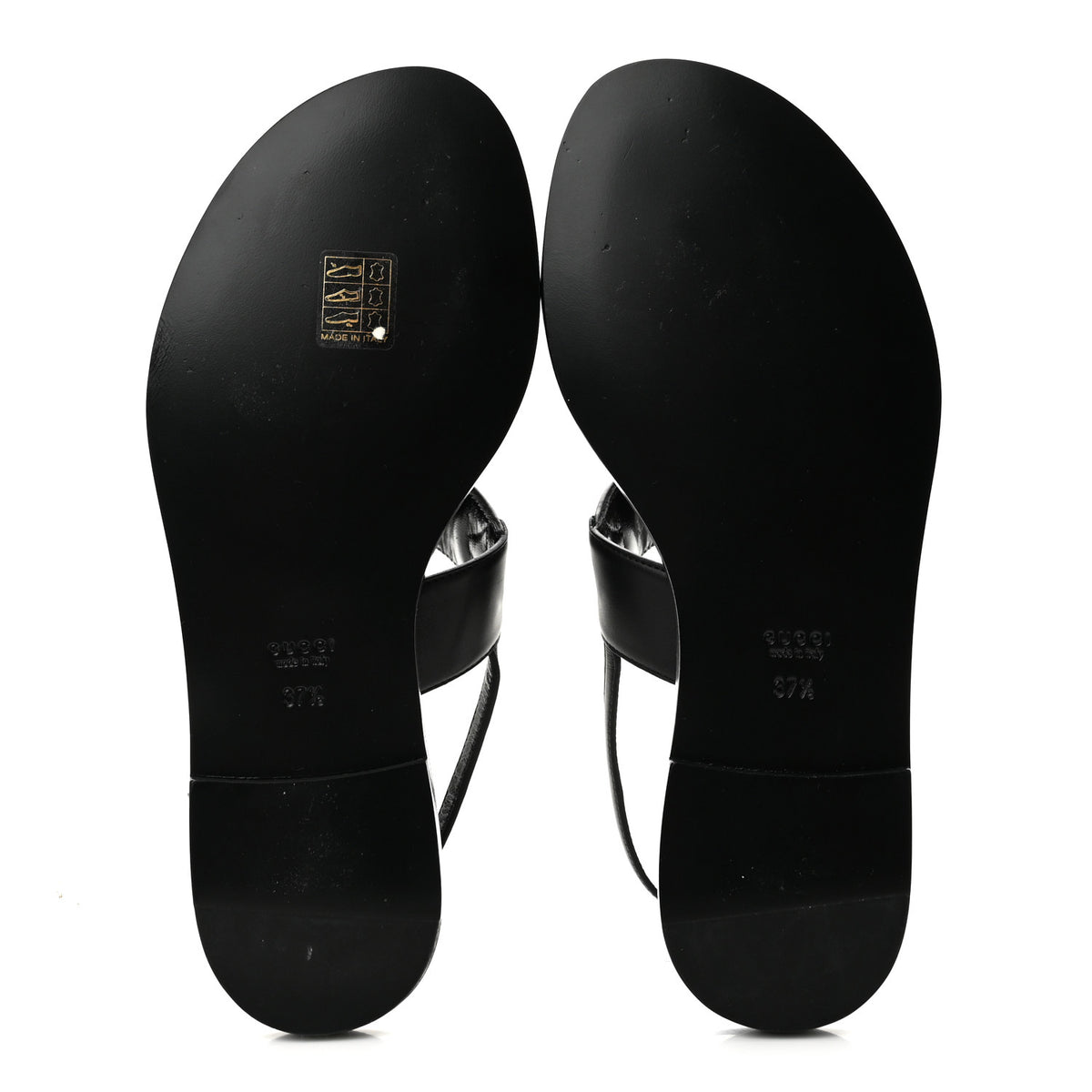 Jakarta Lifford Calfskin Web Interlocking G Thong Sandals 37.5 Black