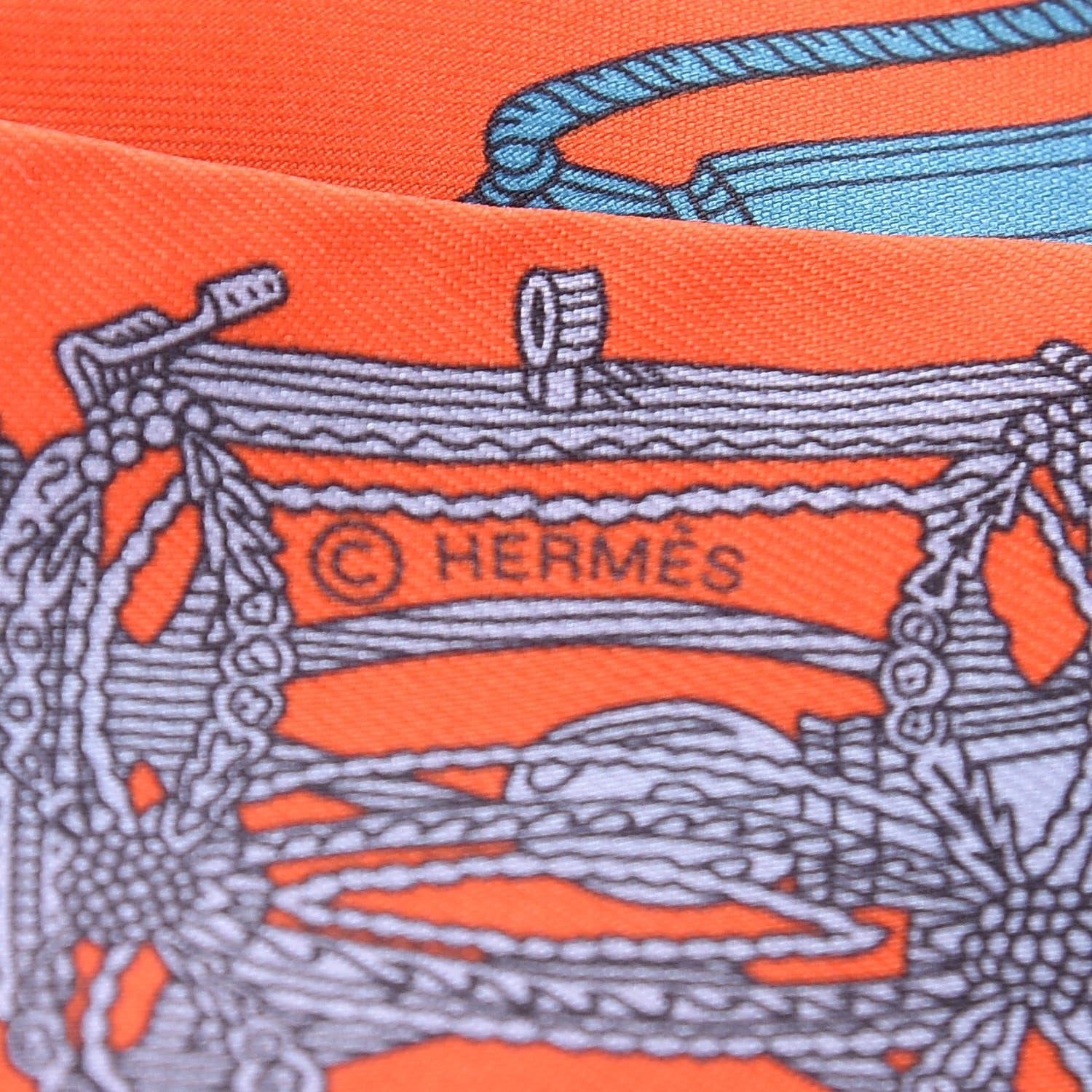 Hermes Silk Merveilleuses Lanternes Twilly Orange Cobalt Gris Bleuete 4 of 6