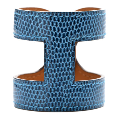 Hermes Lizard Ano Cuff Bleu Petrole 1 of 6