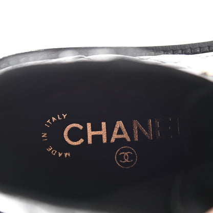 Chanel Shiny Lambskin Quilted Lace Up Combat Boots 35 Black 7 of 12