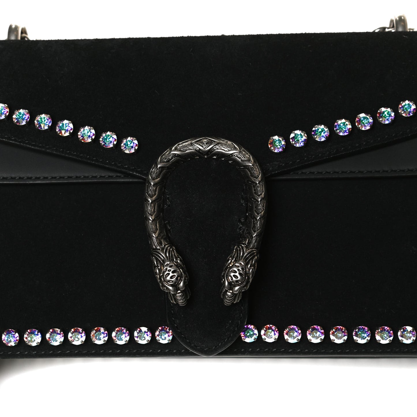Suede Crystal Small Dionysus Shoulder Bag Black