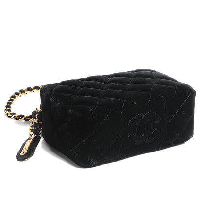 Chanel Velvet Quilted Camera Case Crossbody Bag Black 4 of 8