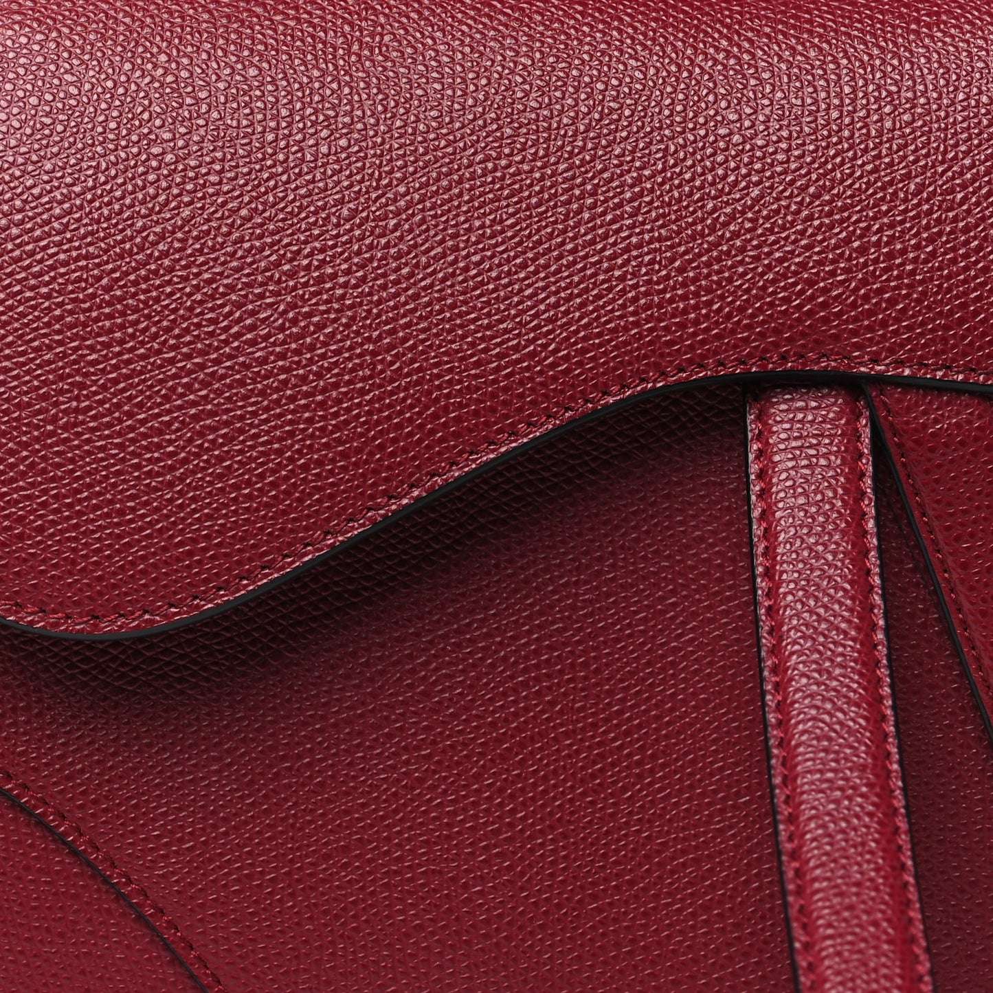 Grained Calfskin Saddle Bag Red