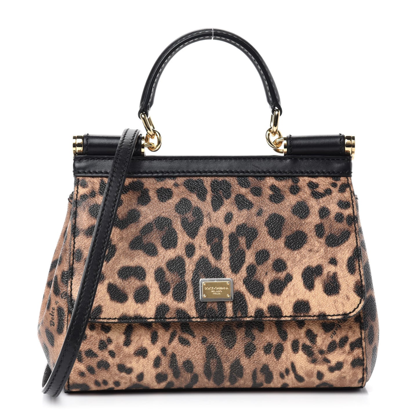 Dauphine Leopard Print Mini Miss Sicily Satchel Black