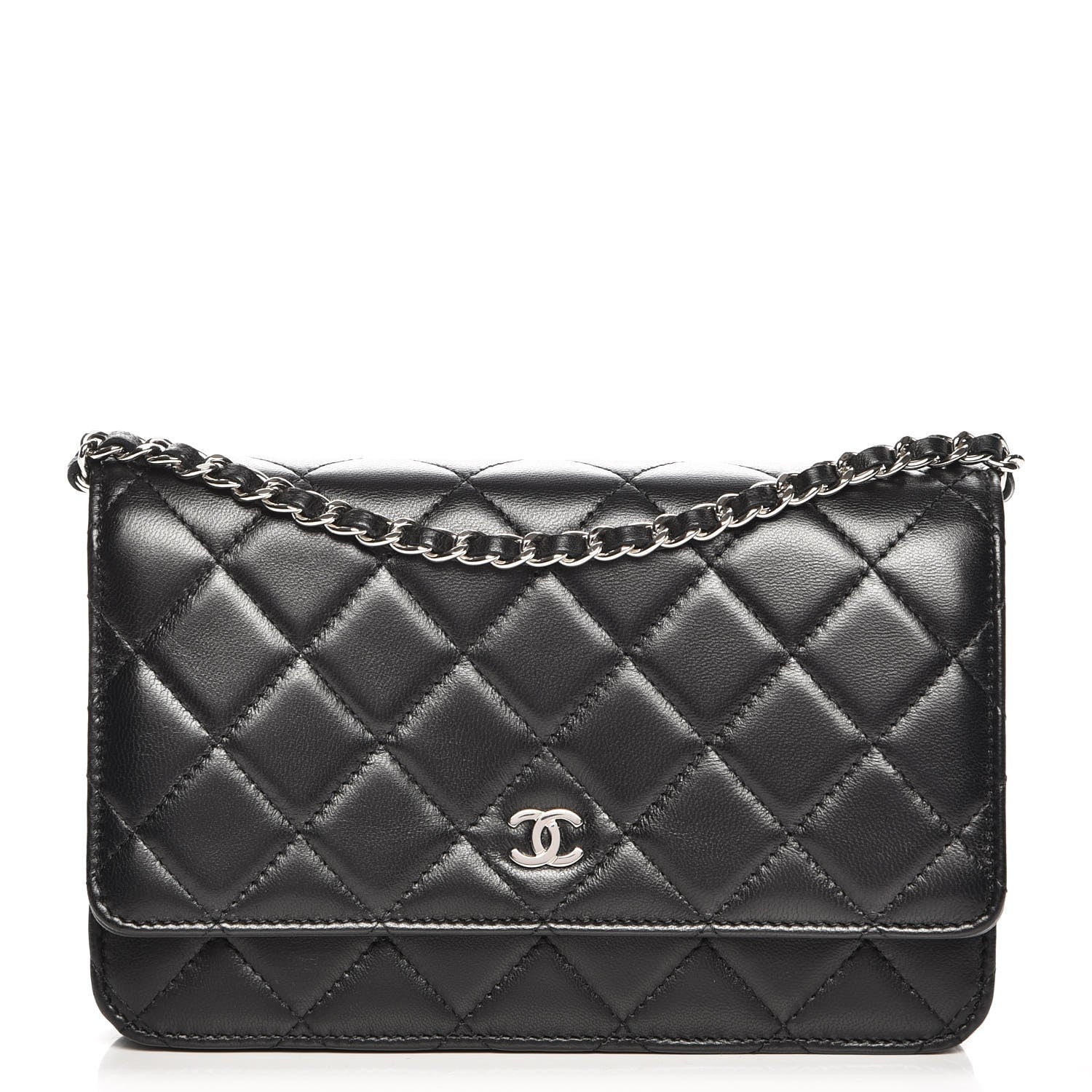 Chanel Lambskin Quilted Wallet On Chain WOC Black 1 of 9