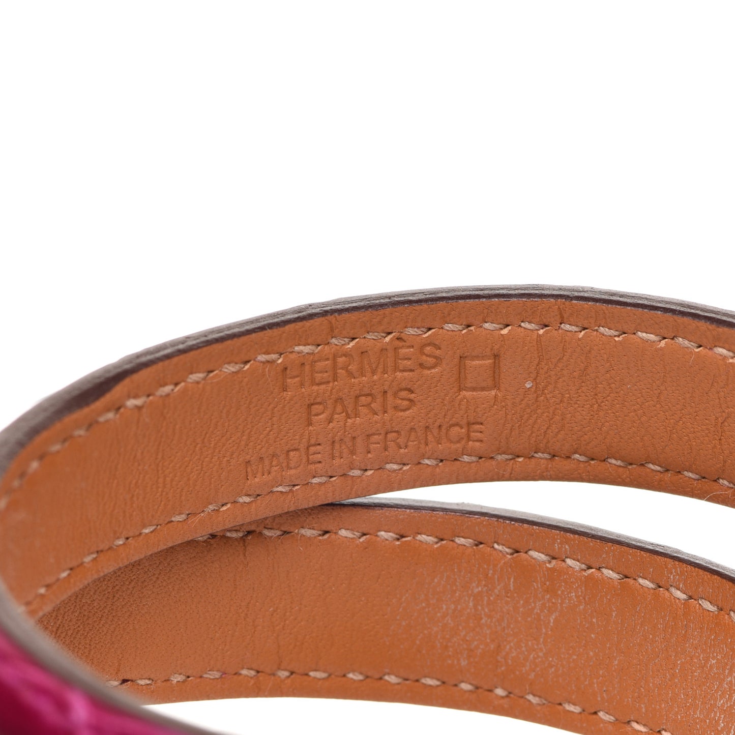 Shiny Alligator Kelly Double Tour Bracelet S Fuchsia