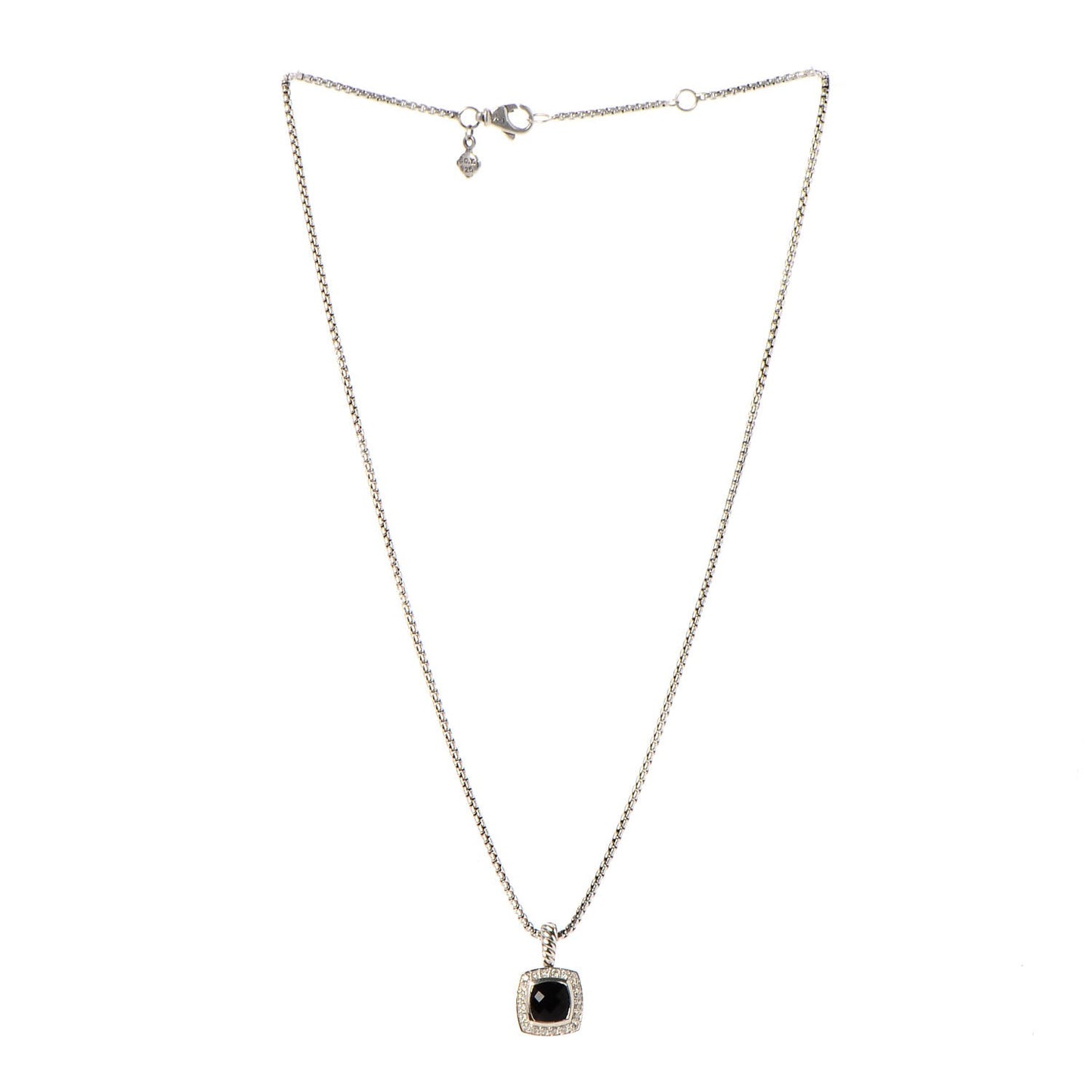 Sterling Silver Diamond Black Onyx 7mm Petite Albion Necklace