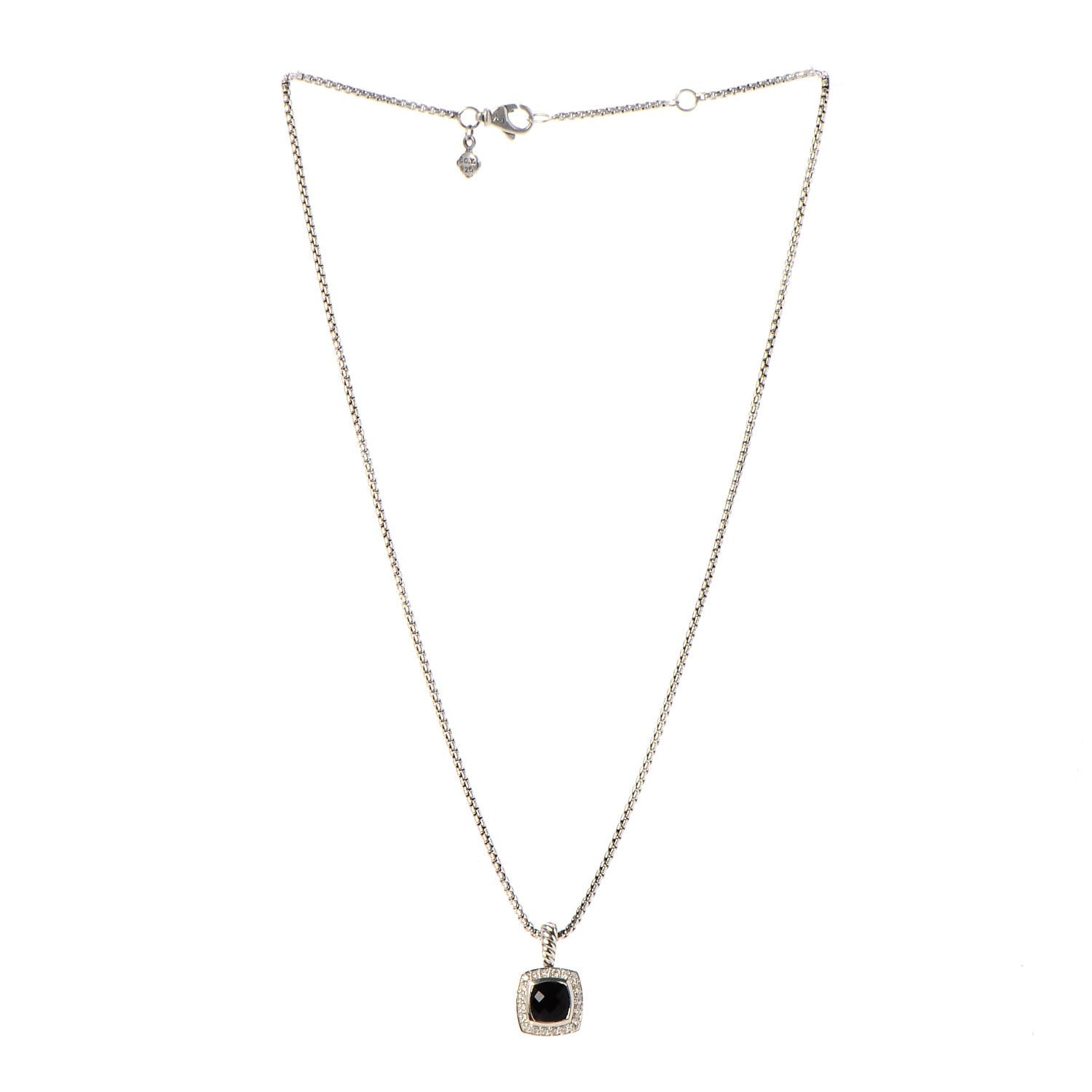 David Yurman Sterling Silver Diamond Black Onyx 7mm Petite Albion Necklace 3 of 5