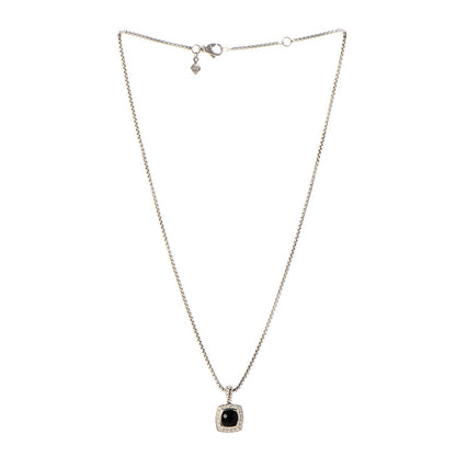 David Yurman Sterling Silver Diamond Black Onyx 7mm Petite Albion Necklace 3 of 5
