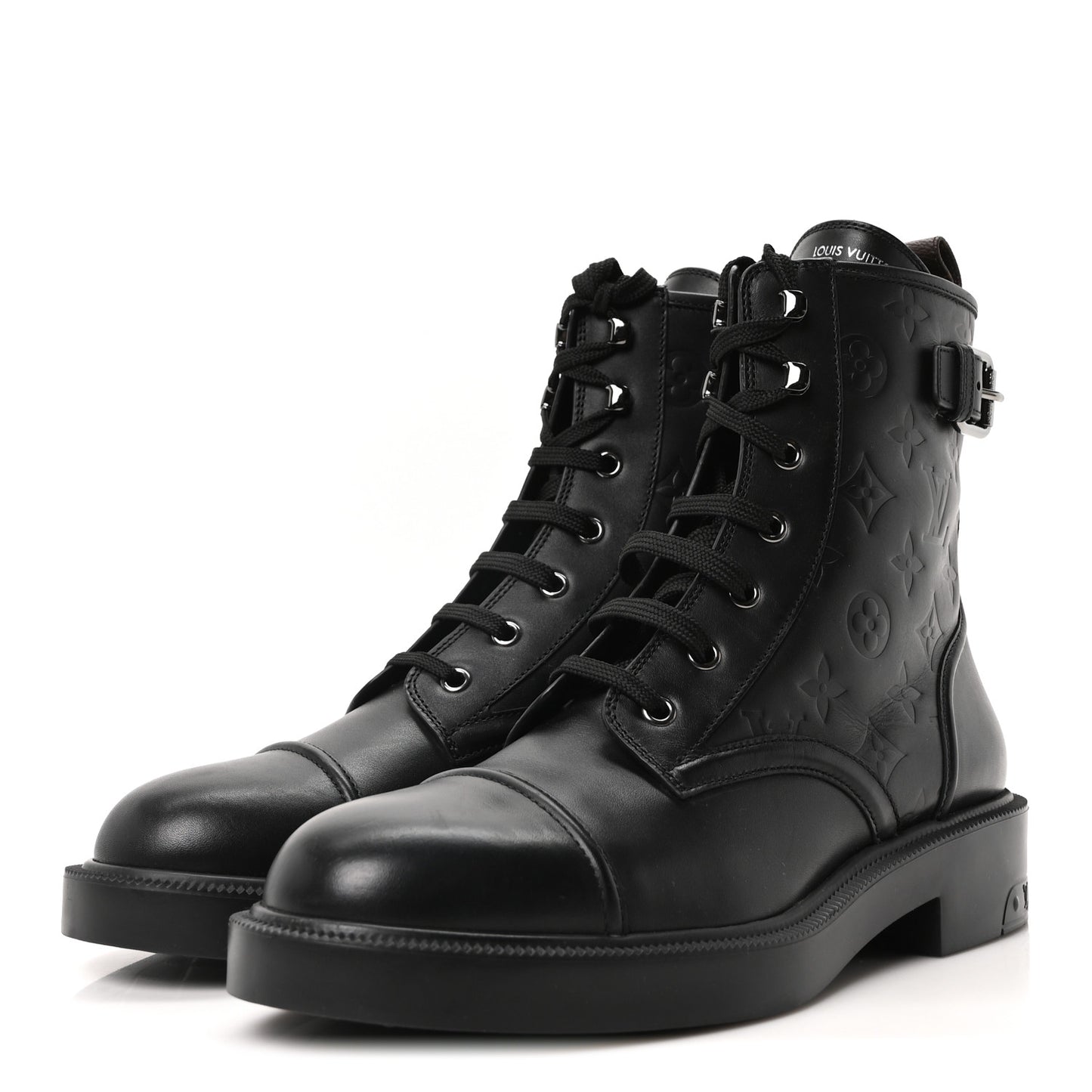 Calfskin Monogram Debossed Citizen Flat Ranger Boots 42 Black