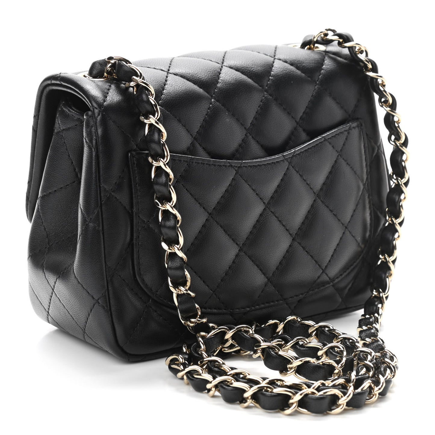 Lambskin Quilted Mini Square Flap Black