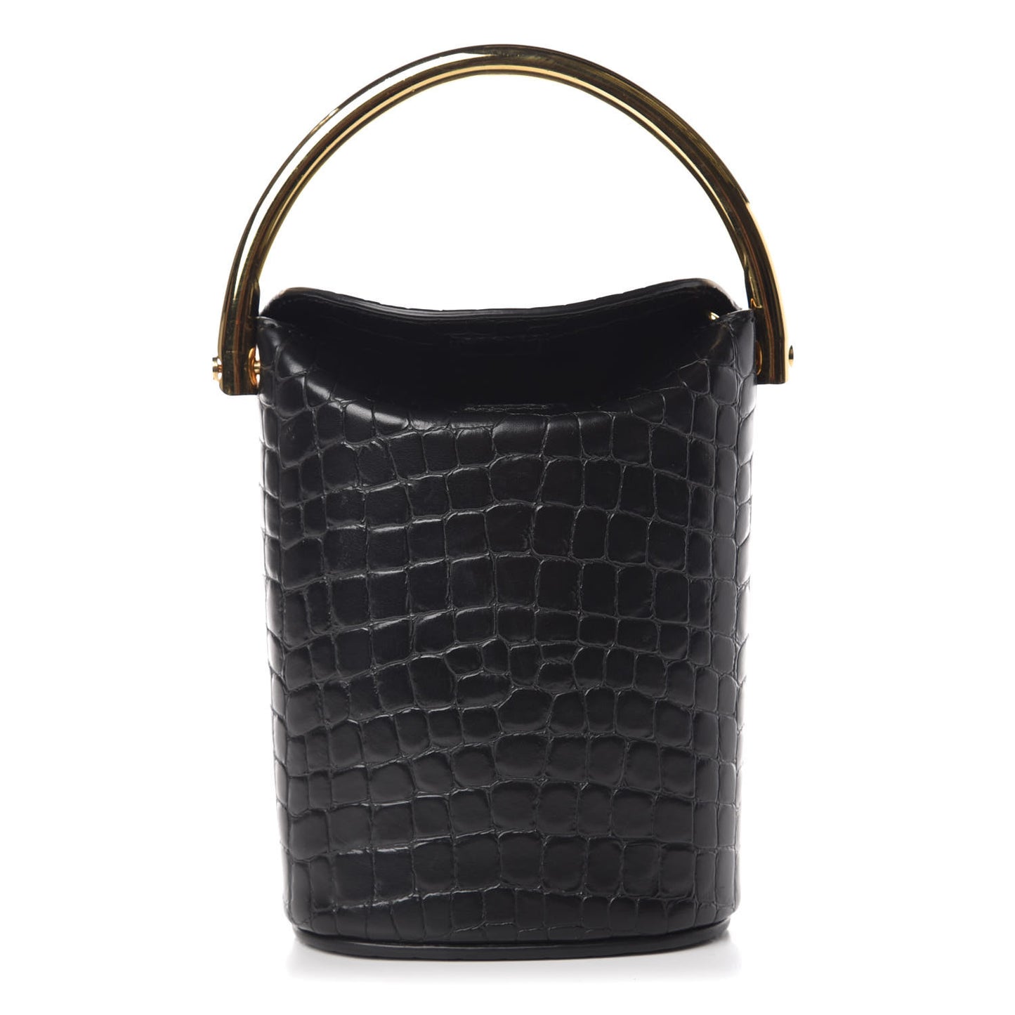 Embossed Crocodile Effect Bucket Bag Black