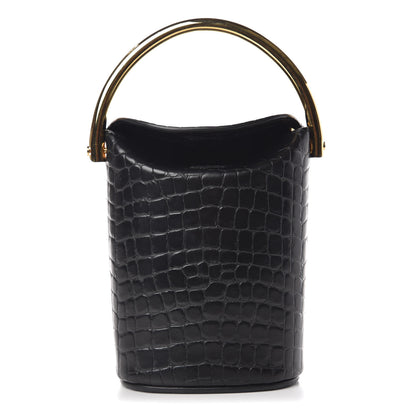 Stella McCartney Embossed Crocodile Effect Bucket Bag Black 1 of 10