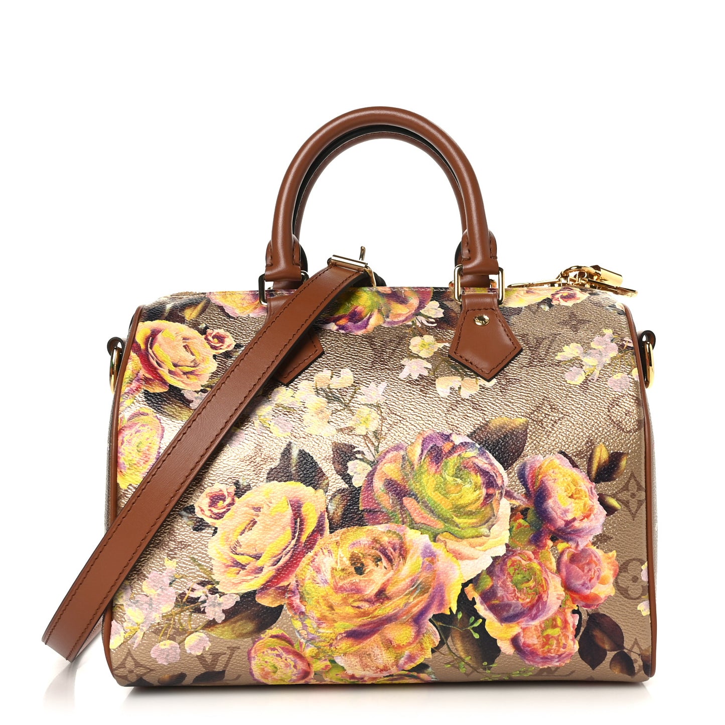 Metallic Monogram LV Garden Speedy Bandouliere 25 Gold
