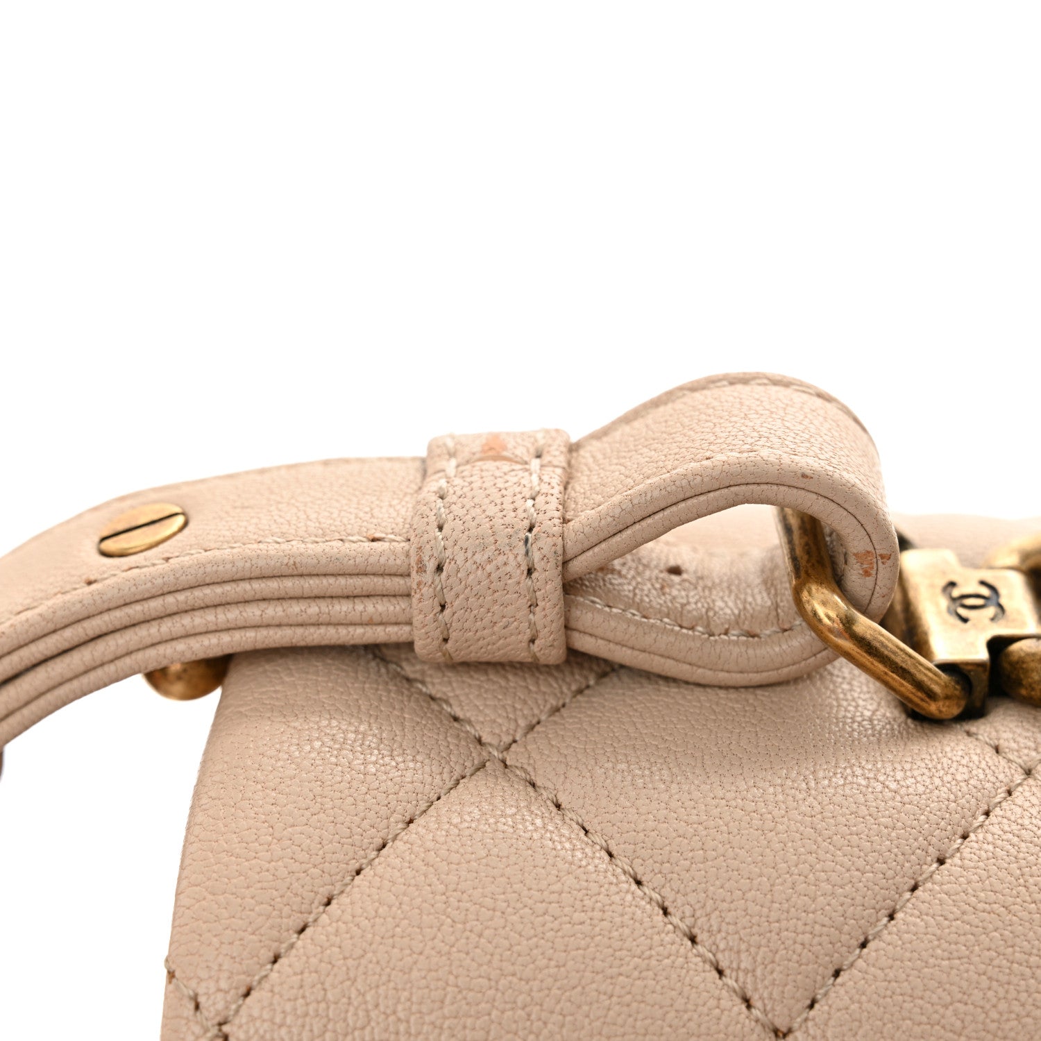 Chanel Shiny Sheepskin Quilted Large Trapezio Flap Beige 11 of 14