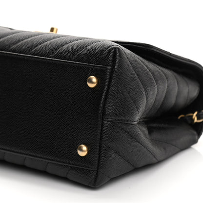 Chanel Caviar Chevron Quilted Small Coco Handle Flap Black 10 of 10