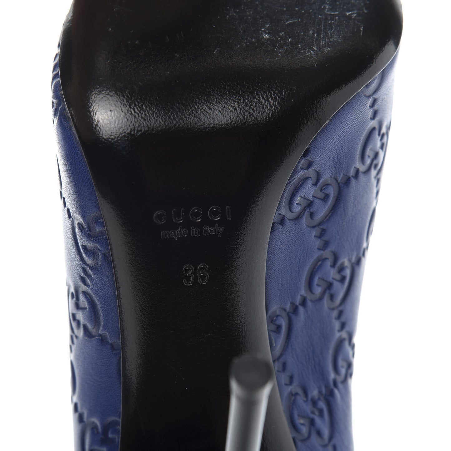 Soft Guccissima GG Peep Toe Heels 36 Blu Cina