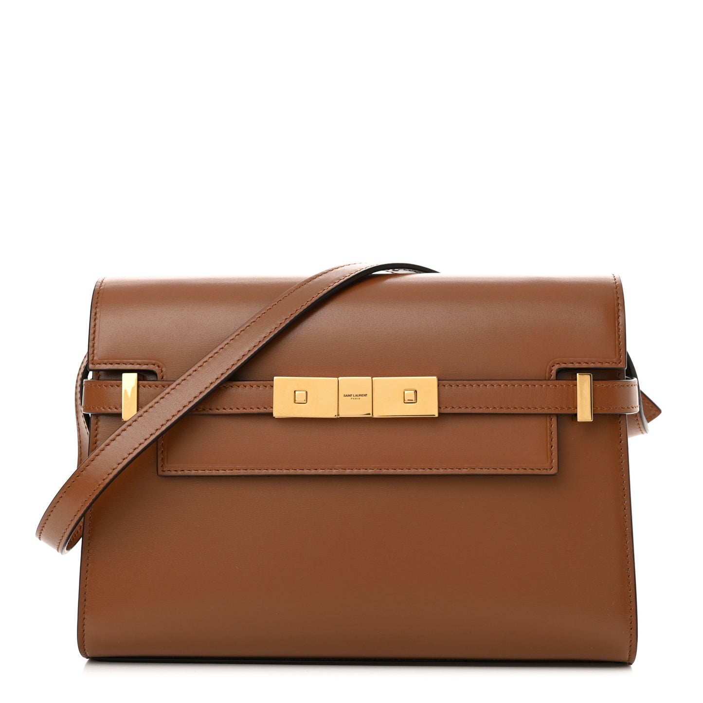 Smooth Calfskin Small Manhattan Shoulder Bag Cognac