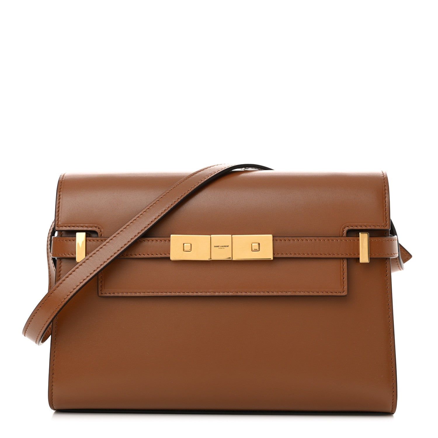 Saint Laurent Smooth Calfskin Small Manhattan Shoulder Bag Cognac 1 of 10