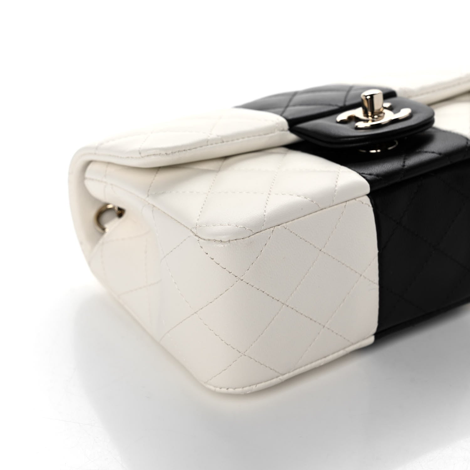 Chanel Lambskin Quilted Mini Rectangular Flap White Black 9 of 11