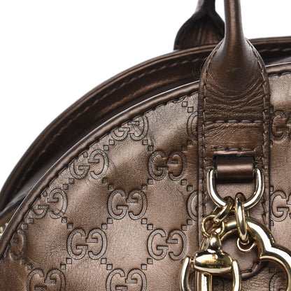 Gucci Metallic Guccissima Heart Bit Charm Dome Satchel Bronze 20 of 22