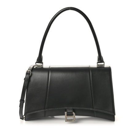 Balenciaga Shiny Box Calfskin Medium Hourglass Hinge Top Handle Bag Black 1 of 9