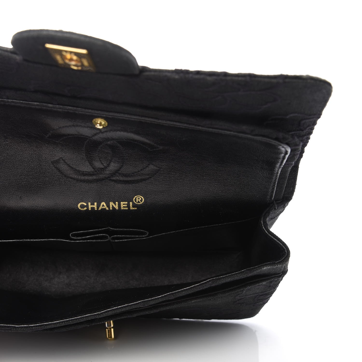 Chanel Canvas Camellia Embroidered Medium Double Flap Black 5 of 13