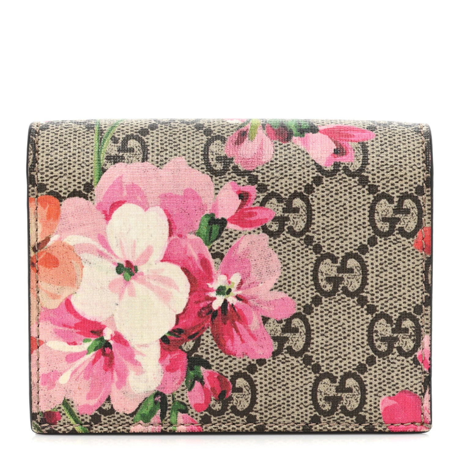 Gucci GG Supreme Monogram Blooms Card Case Beige Multicolor Dry Rose 1 of 13