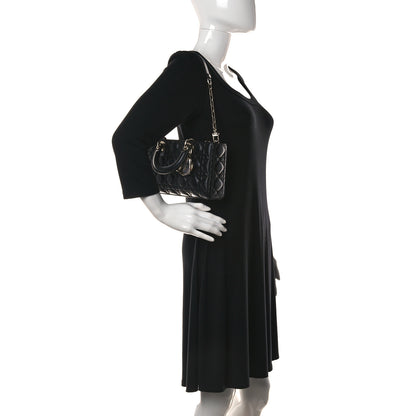 Christian Dior Lambskin Cannage Lady D-Joy Black 2 of 9
