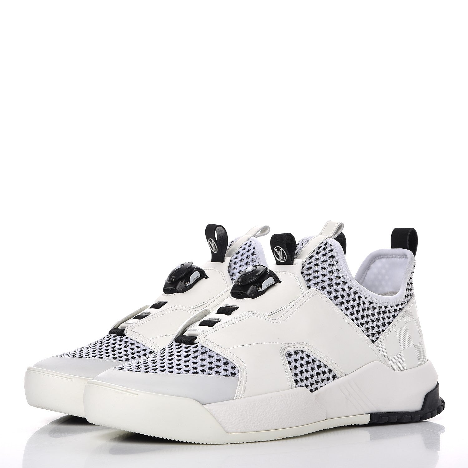 Louis Vuitton Mesh Calfskin Damier Embossed Fuel Power Sneakers 6 White 3 of 13