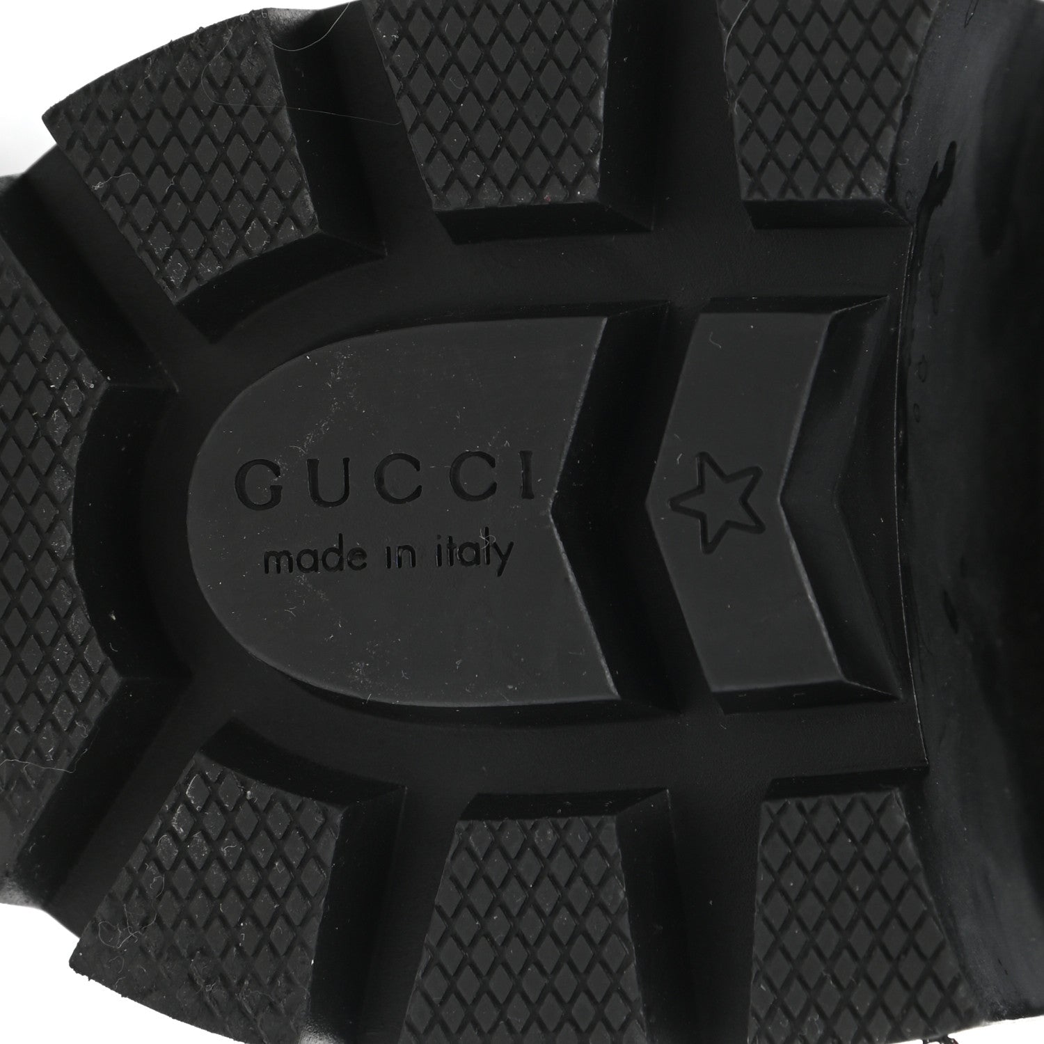 Gucci Calfskin Pearl Lace Up Combat Ankle Boots 40 Black 6 of 10