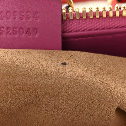 Gucci GG Supreme Monogram Moon Calfskin Small Zip Top Tote Beige Ebony Hibiscus Red New Rosette 11 of 14