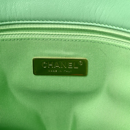 Chanel Goatskin Quilted Maxi Chanel 19 Flap Green 6 of 10