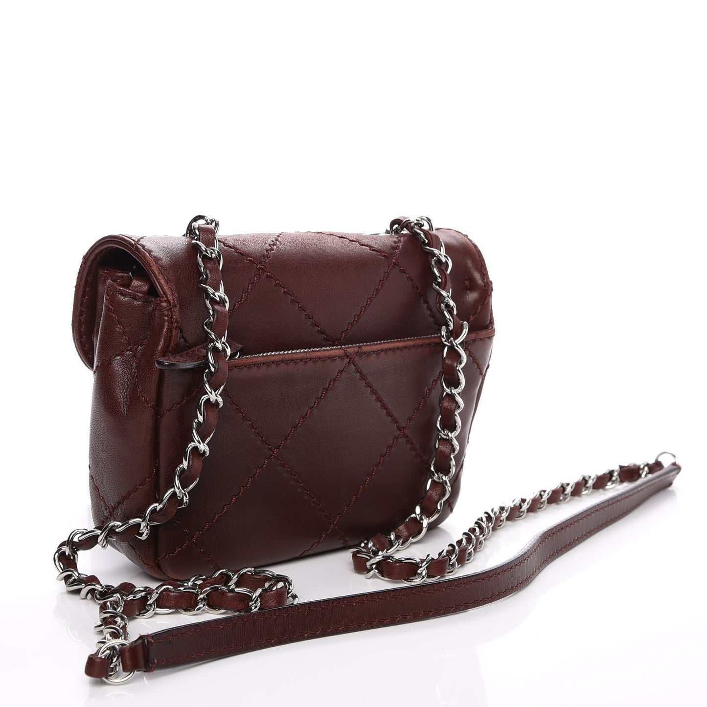 Lambskin Double Stitch Mini Flap Bordeaux