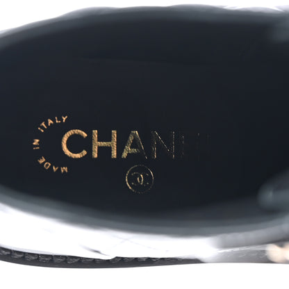Chanel Shiny Calfskin Quilted Lace Up Combat Boots 40.5 Black 6 of 9