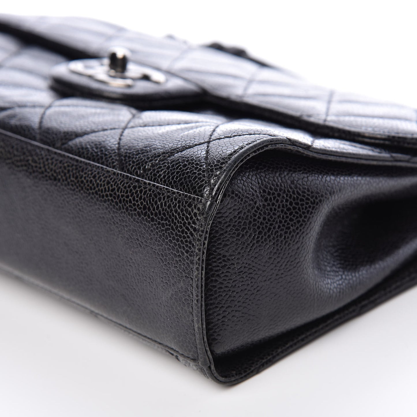 Crumpled Grained Calfskin Medium CC Crave Flap Black