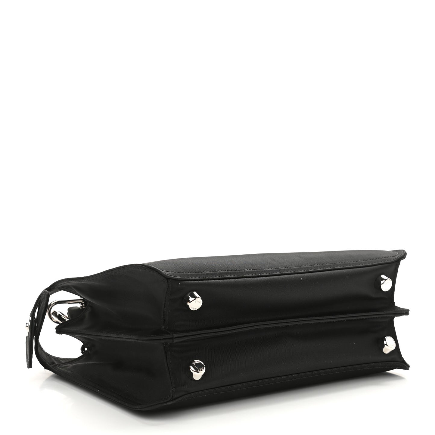 Nylon Vitello Cover Logo Embossed Mini Peekaboo I SEE U Satchel Black White