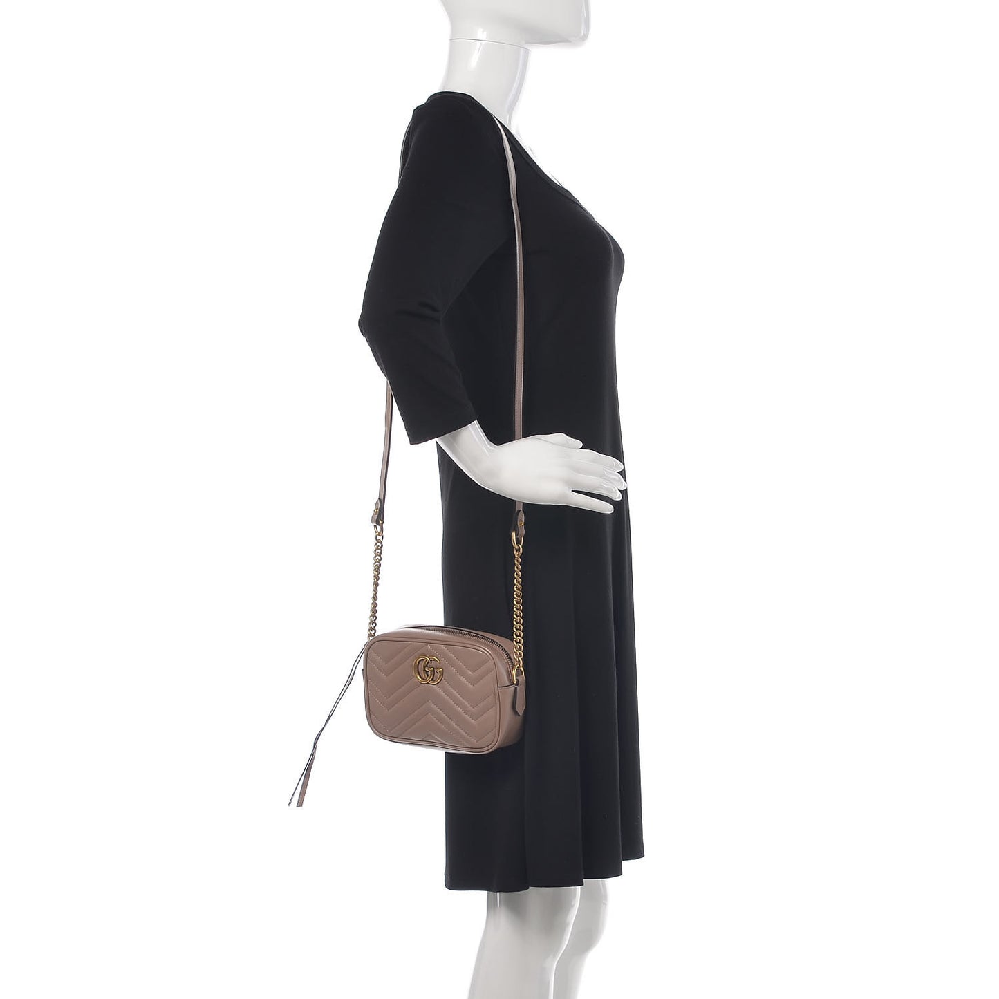 Calfskin Matelasse Mini GG Marmont Chain Shoulder Bag Porcelain Rose