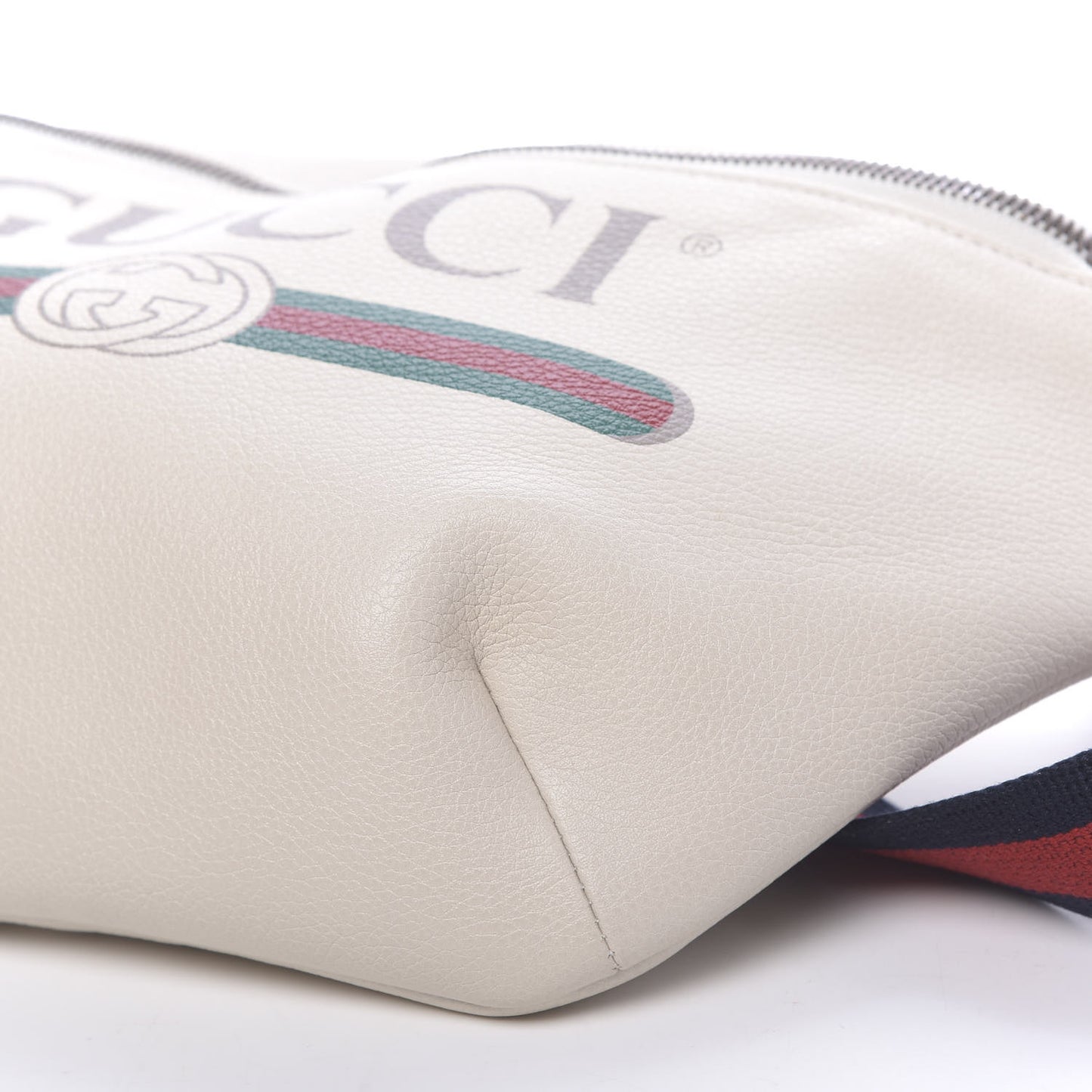 Grained Calfskin Logo Belt Bag White