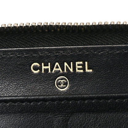 Chanel Caviar Quilted Filigree Zip Around Wallet Beige Black 6 of 8