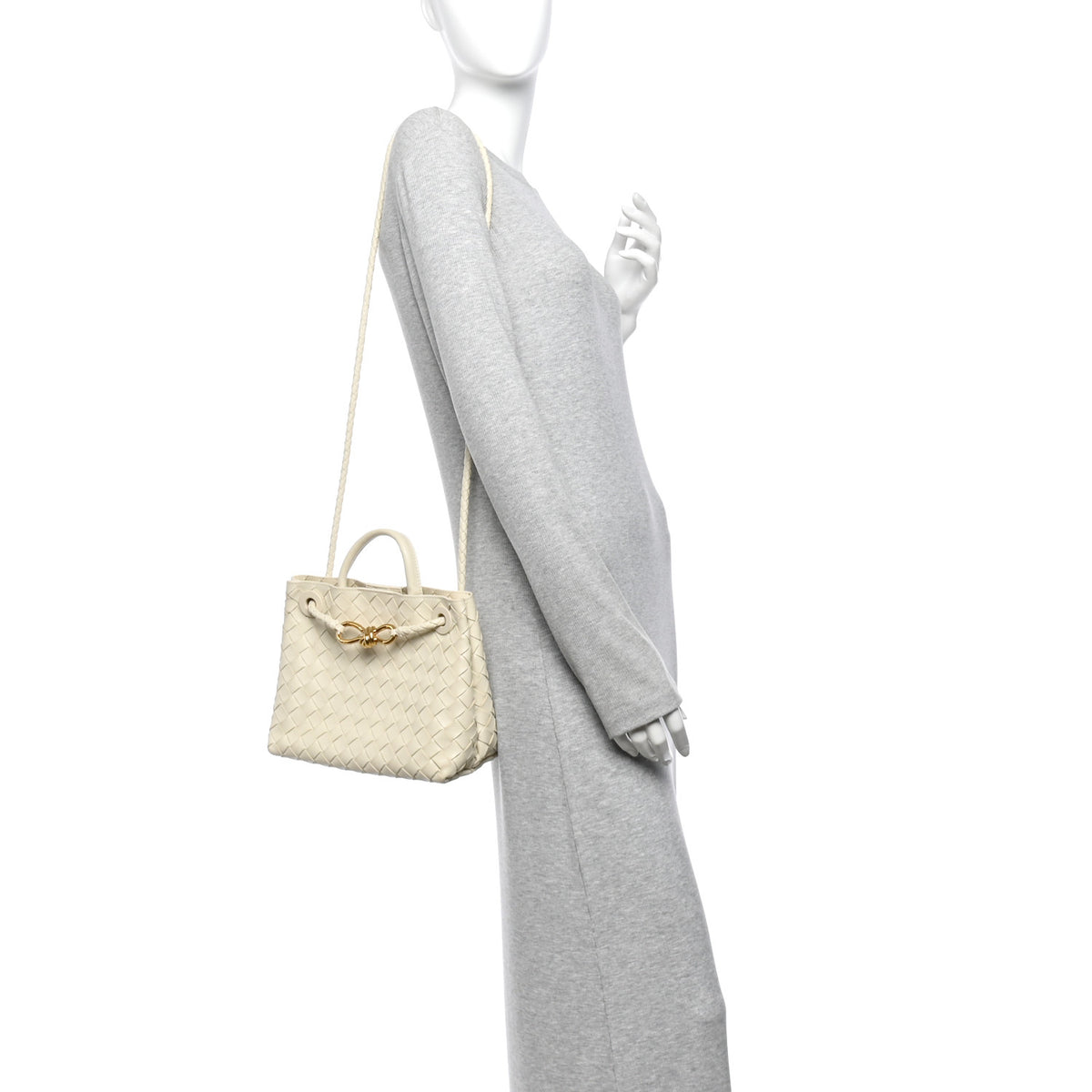 Bottega Veneta Nappa Intrecciato Small Andiamo Shoulder Bag Sea Salt 2 of 10