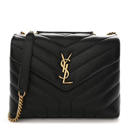 Saint Laurent Calfskin Y Quilted Monogram Small Loulou Chain Satchel Black 1 of 10
