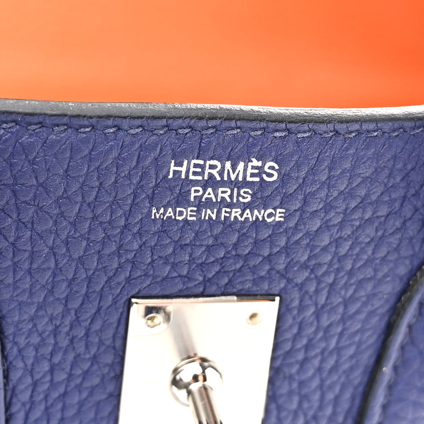 Togo Verso Birkin 25 Bleu Encre Orange